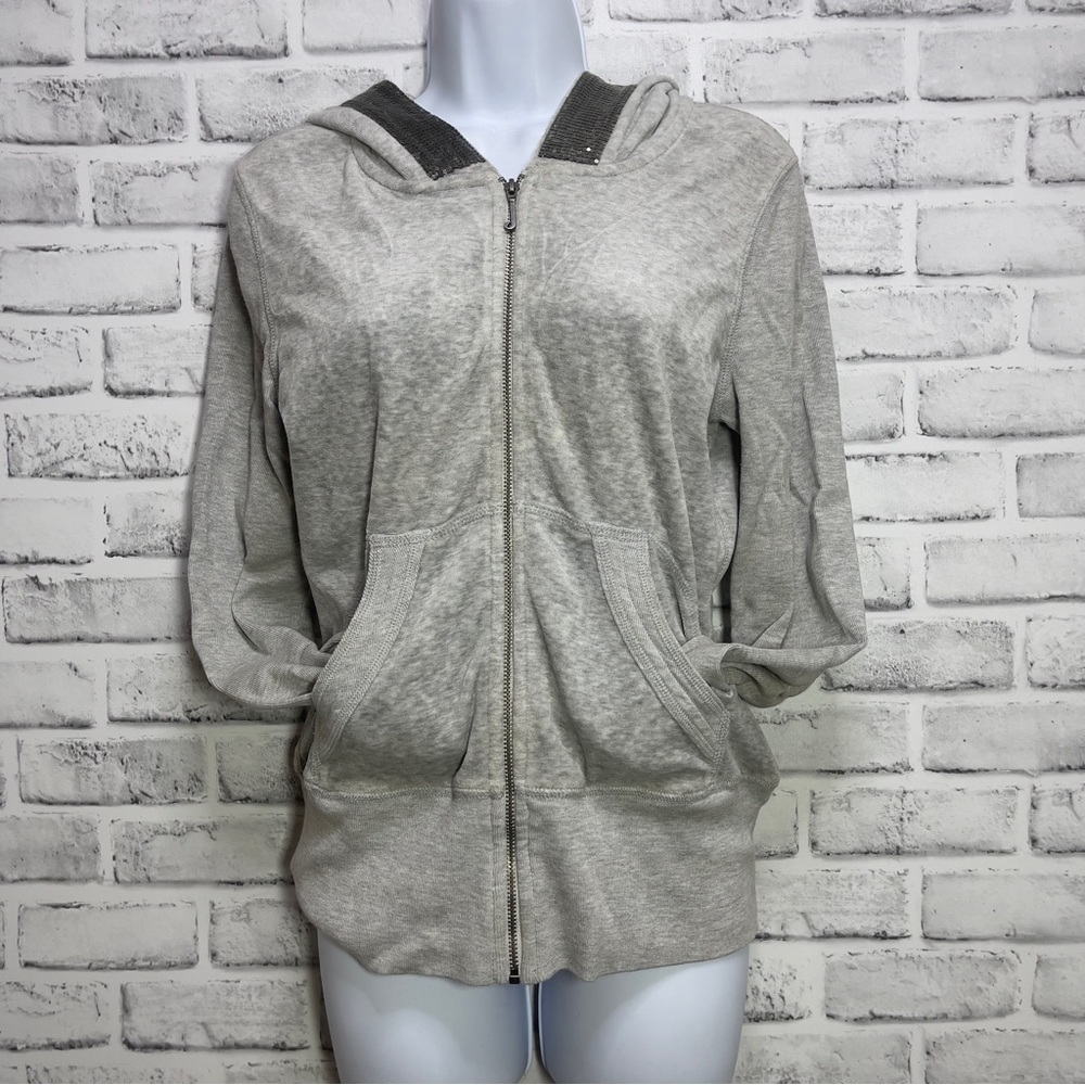 Juicy Couture Beaded Velour Gray Hoodie Large